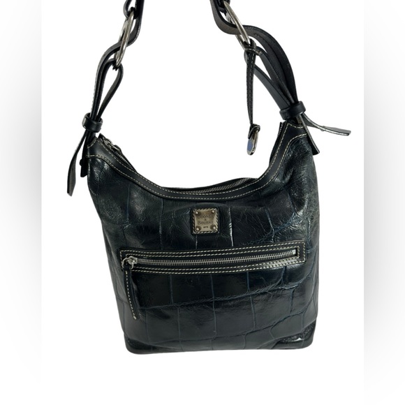 Vintage DOONEY & BOURKE green croc patten leather shoulder bag purse hobo - Picture 2 of 11